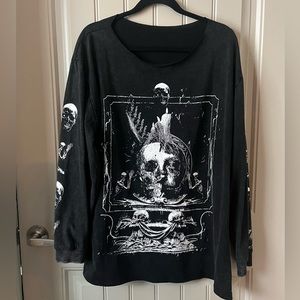 HO7S 2021 shrine skull bat long sleeve oversized shirt